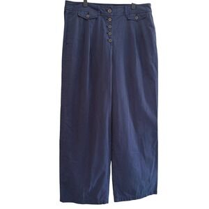 J. Crew Navy Blue Pleated Front High Rise Chino Pant SZ 14‎ Preppy